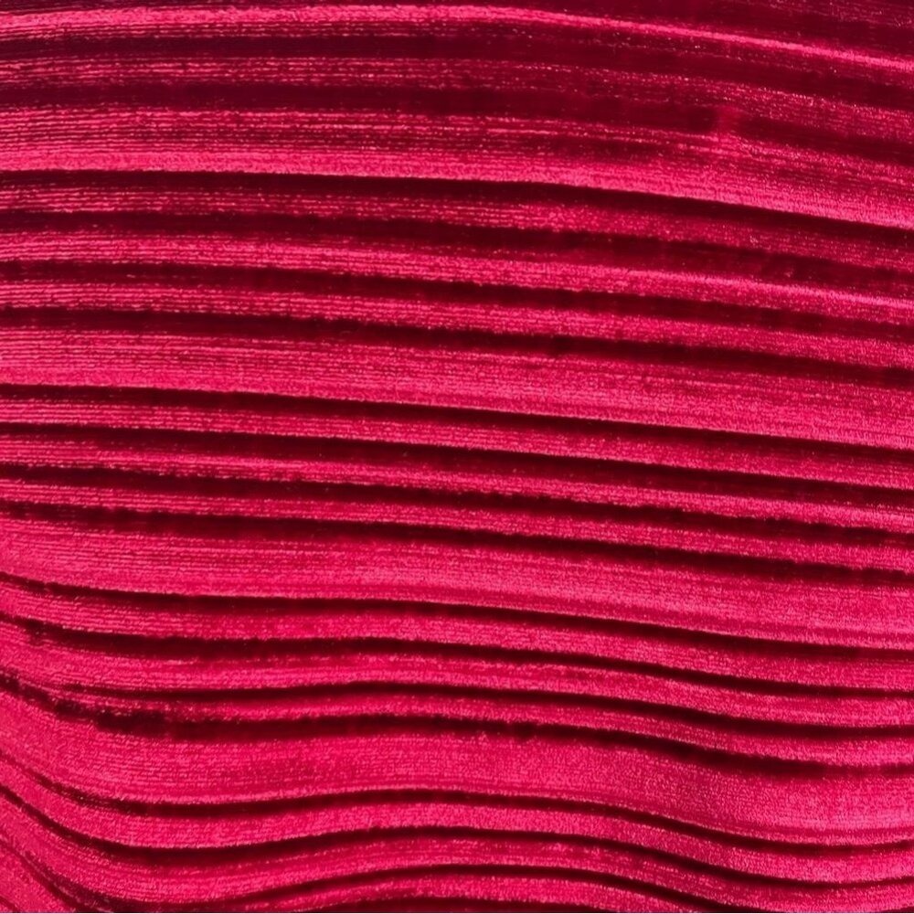 Red Velvet Striped Oversized Open Front Cardigan Kimono M Lightweight Boho Chic - Picture 4 of 8